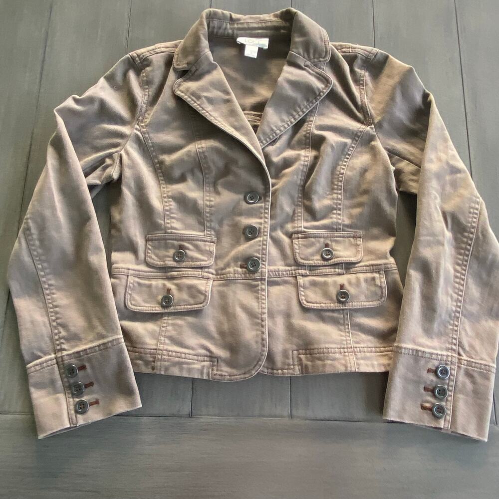 Ann Taylor LOFT Denim Jacket • Women’s 6 • Brown Utility Style • Patch Pockets